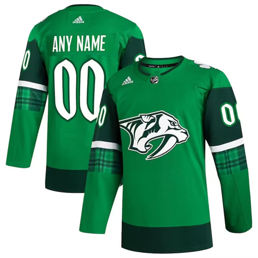Men's Green Nashville Predators Custom Stitched Jersey